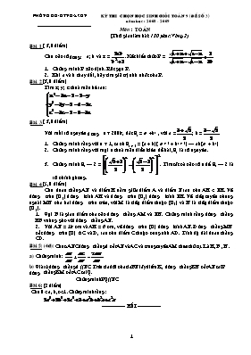 Đề thi chọn học sinh giỏi toán 9 (đề số 3) năm học 2008 - 2009 môn Toán